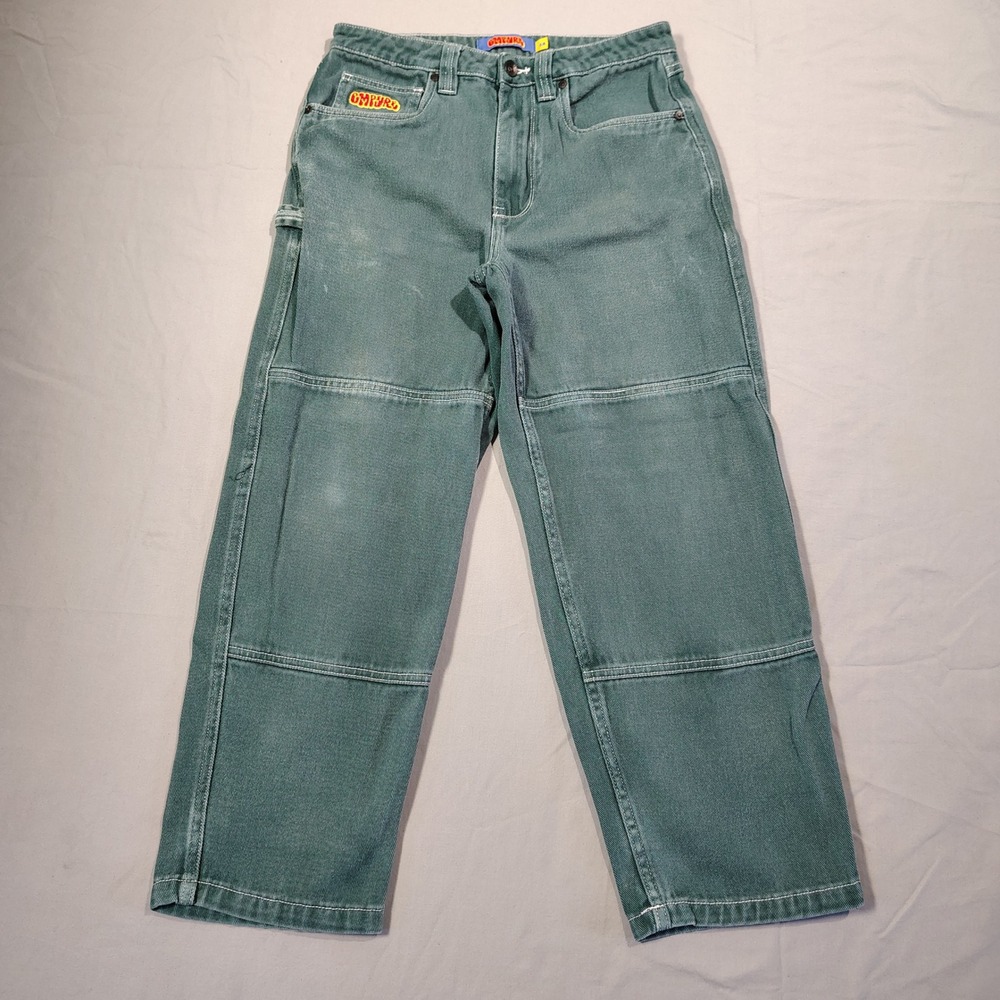 VINTAGE Empyre Carpenter Pants Mens 28 Green Relaxed Cotton Faded Skate Pants
